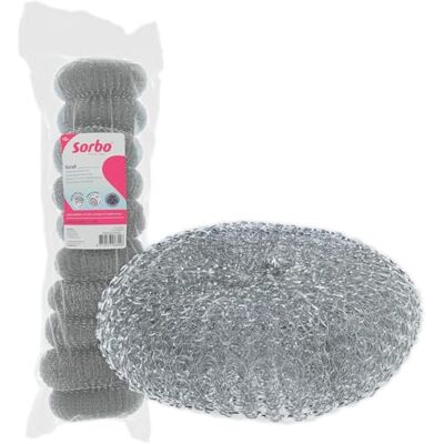 Sorbo Pannenspons Metaal Extra Sterke en Grote Metaalspons, Verwijdert Hardnekkig Vuil, Geschikt voor Pannen, Ovenschalen, Grill en Barbecue, 40 gram, 10 stuks Sorbo Pannenspons Metaal Extra Sterke en Grote Metaalspons, Verwijdert Hardnekkig Vuil, Geschikt voor Pannen, Ovenschalen, Grill en Barbecue, 40 gram, 10 stuks