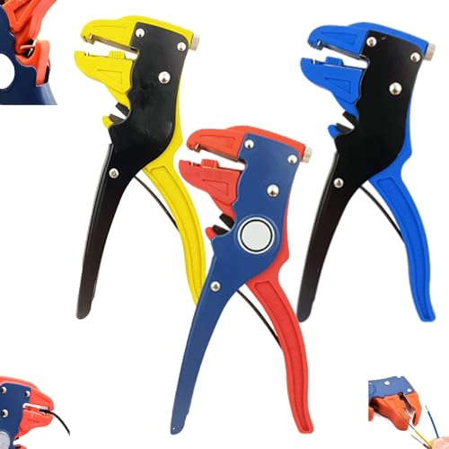 Seymal 2 in 1 Cable Stripper Tool, Automatic Wire Stripper and Cutter, Derivemid Cable Strippers, Wire Stripper Tool for Drill, Adjustable 10-24 AWG Electrical Cable Wire Stripping Tool (Color : Blue+Red+Ye