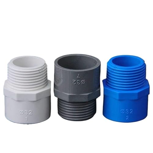 BgnEhRfL Slangadapter, kraanconnector, PVC 1/2" 3/4" 1" buitendraadconnector 20/25/32/40/50/63 mm PVC waterpijpadapter tuinirrigatiebuisfittingen onderdelen DIY-grijs, pijp 40 mm x 1-1I4 (Color : Gray, Size