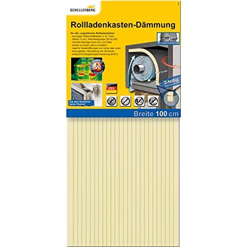 Schellenberg 66280 warmte-isolatie rolluikkastisolatie, 2-delig met 13 mm dikte 100 x 50 cm, rolluikisolatie