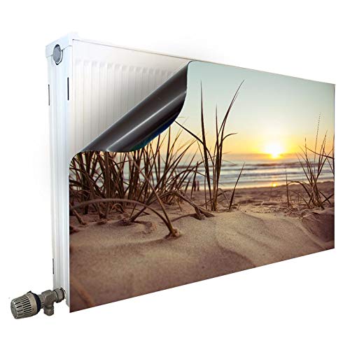 Smagnon Magnetische radiatorbekleding, radiatorbekleding, radiatorbescherming, in strandgras, radiator hoogte: 50 cm, radiatorlengte: 150 cm