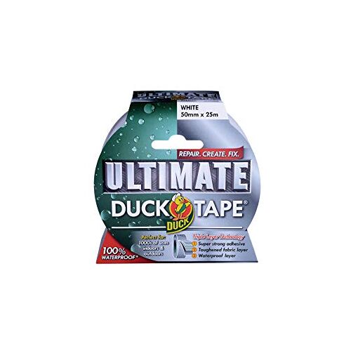 Duck Tape Ultimate Weefseltape, 50 mm x 25 m, wit De ultieve, zeer sterke, waterdichte gaffer- en reparatietape