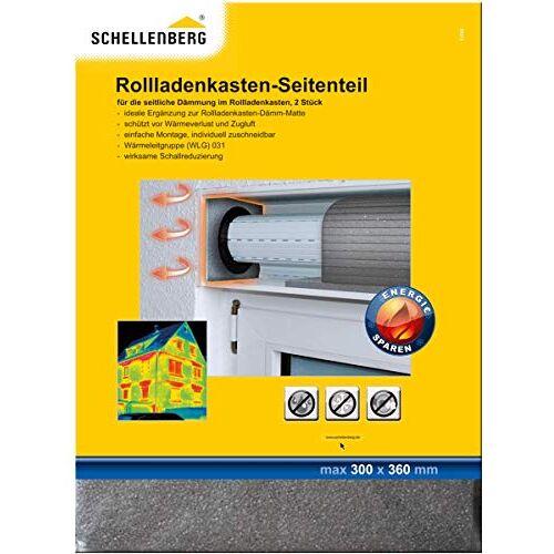 Schellenberg 66272 rolluikisolatie rolluikkastisolatie 2 zijpanelen 30 x 36 cm/15 mm, voor isolatie aan de uiteinden van de golf