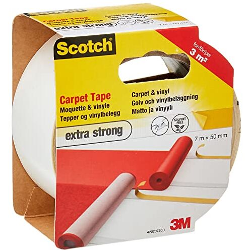 ScotchBlue 4202750B Extra sterke tapijttape, wit, 50 mm x 7 m