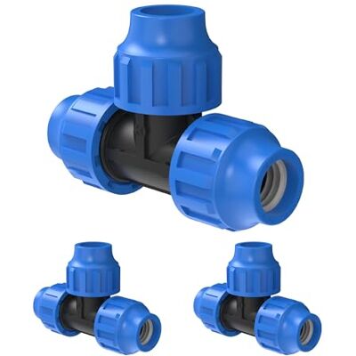 Kirchhoff Fitting T kunststof 25 x 25 x 25 mm voor HDPE buis 3 stuks in set verschillende maten DVGW-getest drinkwaterkwaliteit Made in EU, zwart, 25 mm Kirchhoff Fitting T kunststof 25 x 25 x 25 mm voor HDPE buis 3 stuks in set verschillende maten DVGW-getest drinkwaterkwaliteit Made in EU, zwart, 25 mm
