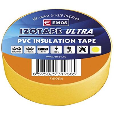 EMOS - PVC isolatietape 19 mm x 20 m - Gele - Tape EMOS - PVC isolatietape 19 mm x 20 m - Gele - Tape