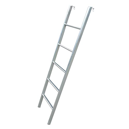 SZITW Stapelbedladder 4 haken RV stapelbedladders Hangende klimladder, zilveren eenpersoonsbedden Ladder voor appartementen Loft Home, bovenste stapelbedden Liftbed Verstelbare opstapladder (Size: