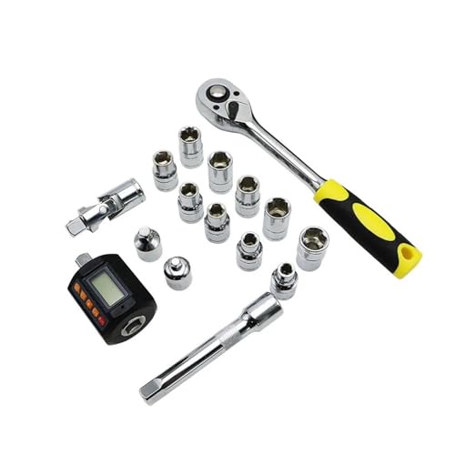 FUNTLY Mini Ratelsleutel Set 1/2" Socket Schroef Bits Kit Fiets Onderhoud Reparatie Hand Tool Digitale Koppeladapter Koppelmeter (Kleur: 200)