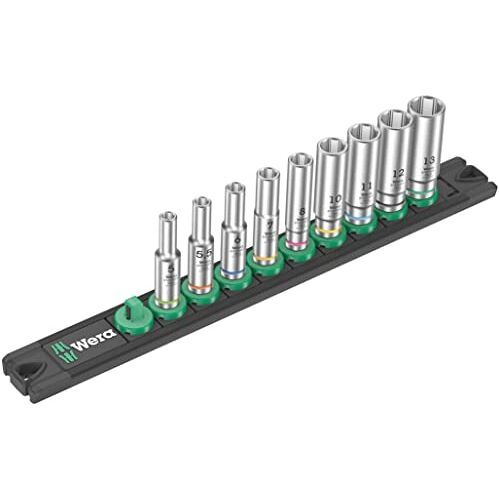 Wera 05005410001 Moer-magneetstrip A Deep 1 dopsleutelset, 1/4" aandrijving, 9-delig