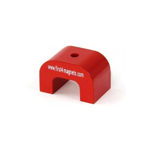 Magnet Expert Grote rode Alnico hoefijzermagneet voor hoge temperatuur, techniek en productietoepassingen, 30 mm x 45 mm x 30 mm, 4,5 mm gat, 11 kg trein