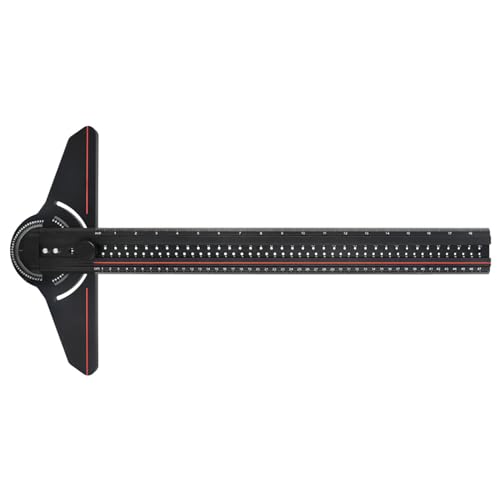 AKTree Houtbewerkers Edge Rule, Houtbewerking Verstelbare Gradenboog Hoek Meetgereedschap, T-Vierkante Hoek Craft Edge Regel Houtbewerking Maatregel Tool, Zwart, 410 * 208