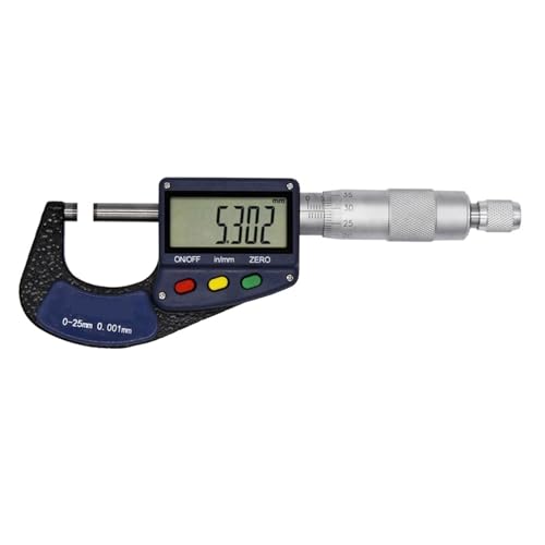 DUOCAI Digitale buitendiameter micrometer 0,001 mm 0,001 mm buitenmicrometer 0-25 mm 25-50 mm roestvrij staal digitale micrometer elektronische micrometer remklauw meter meter (kleur: 0-25 mm)