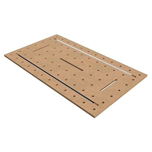 Schubica Gatenroosterplaat, werkbank, geperforeerde plaat, multifunctionele tafel, werktafel, 19 mm, MDF rasterplaat, opspanplaat, universele tafel (gatenroosterplaat T-groef profiel, 120 x 70   84 gaten)