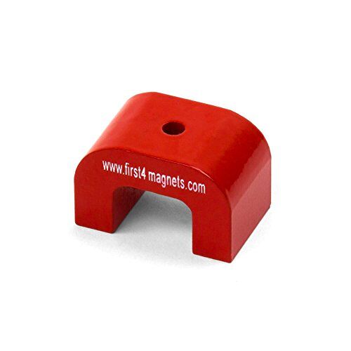 Magnet Expert Kleine rode Alnico hoefijzermagneet voor hoge temperatuur, techniek en productietoepassingen, 30 mm x 20 mm x 20 mm 4,5 mm gat 4,5 kg trein
