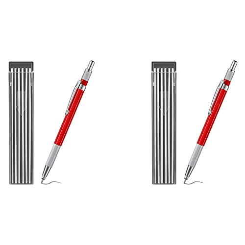 Naugan 2X Lasserspotlood 24 Stuks Zilveren Streepvullingen, Metalen Marker Mechanische Laspotloodpijpfitters, Fabricage, Rood
