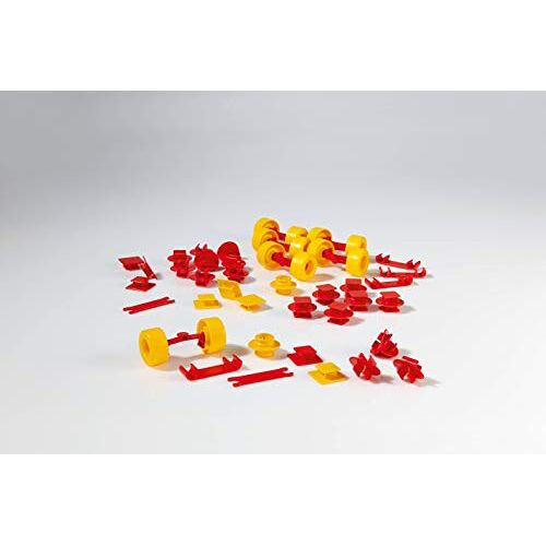 Plasticant Mobilo 119 supplementariset met aansluitingen, platte cover/wielen en assen 119 extra verpakking, rood, geel, blauw