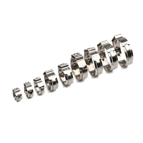 KOINEN RVS kanaalklemmen, T-Bolt slangklemmen, 45/80 stuks Single Ear traploze slangklemmen tangen 304 roestvrij stalen buisklemmen Cinch klemringen handmatige tangen doos 5,8-23,5 mm (maat: 45 stuks met pli