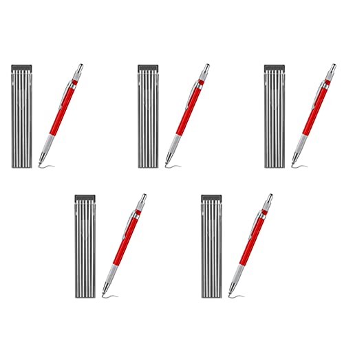 Daconovo 5 x potlood voor soldeerbout met navullingen voor 60 strips, pipetteerstiften voor mechanisch lassen met viltstift van metaal, productie, rood