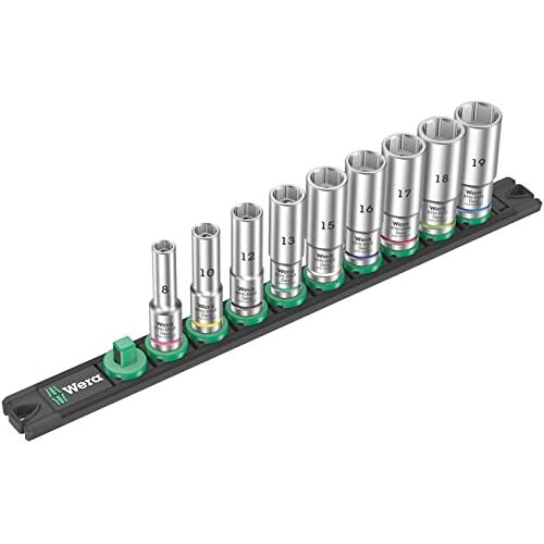 Wera 05005440001 Moer-magneetstrip B Deep 1 dopsleutelset, 3/8" aandrijving, 9-delig