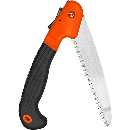 Newaner Takkzagen, handzaag, outdoor klapzagen, zaagbladlengte 18 cm zaagblad van staal, zaag voor reparatie van terrassen, reiskampen, 39 cm inklapbare zaag (oranje)