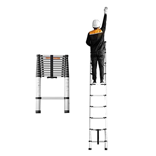 DameCo Telescopische ladder Heavy-duty trapladders met brede sporten, enkele rechte stijl zolderladder, 2/2,6/2,9/3,2/3,8/4,1/4,4/4,7/5,1/5,5/5,9/6,3/6,7/7,1 m hoog (maat: 4,7 m /15,4ft) interesting