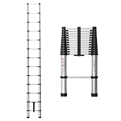 YDYUMN Ladders uitschuifbare ladders 7 m/6 m/5 m/4 m/3 m/2 m hoge uitschuifbare ladder, thuis zolderdak telescopische ladders, lichtgewicht draagbare multifunctionele vouwladder 350 lbs capaciteit (kleur: