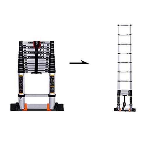 ZJXDPBF Telescopische uitschuifbare ladder telescopische uitschuifbare ladder vouwen, multifunctionele aluminium rechte ladder voor bouwtechniek thuis loft kantoor, maximale belasting 350 lbs (maat: 3,9 m)