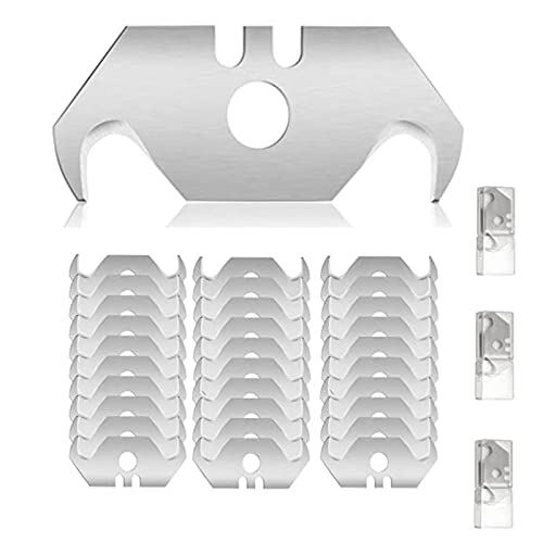 Lhdfyqt 30 Stuks Haakmessen, Trapeziumhakmessen, Hakmes 0,5 MM Mesdikte, Bijzonder Geschikt voor Het Snijden van Verpakkingen, Vloerbedekking en Plastic Coatings, 10 Stuks in Dispenser