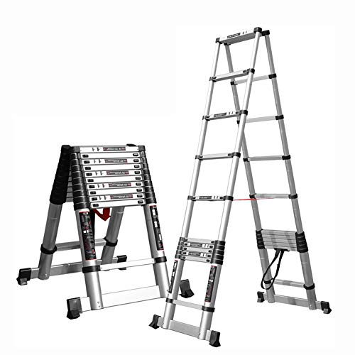 FOIHHS Telescopische uitschuifbare ladder Telescopische uitschuifbare ladder Visgraat vouwladder, multifunctionele ladder van aluminiumlegering voor thuis/zolder/kantoor/techniek (maat: 3,2M+3,2M) WZSS