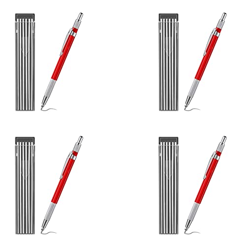 Daconovo 4 x potlood voor soldeerbout met navullingen voor 48 strips, pipetteerder voor mechanisch solderen met marker in metaal, productie, rood