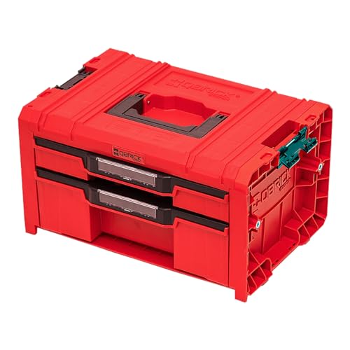 QBRICK SYSTEM Pro Drawer 2 Toolbox 2.0 Expert Red Ultra HD gereedschapskoffer, gereedschapskist, gereedschapskist van kunststof, gereedschapskist met laden, gereedschapskist, organizer voor