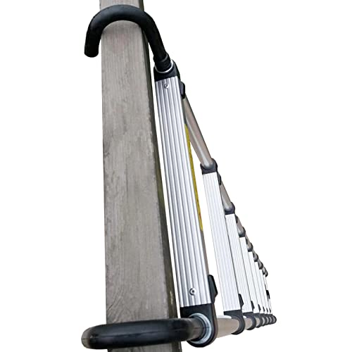 HHMACC Telescopische ladders Multifunctionele uitschuifbare ladder Telescopische ladder 8m/ 7m/ 6m/ 5m/ 4m/ 3m/ 2m Telescopische ladder met dakhaken, aluminium verlenging Telescopische ladders voor thuis RV