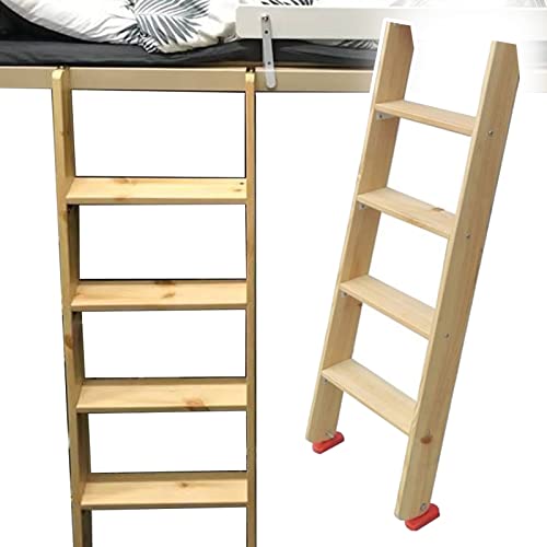 ZCFXIFGF Indoor Loft stapelbed ladder, retro houten boerderij slaapzaal ladder, korte RV ladder met 3/4/5 treden, 100/125/150cm lang met haken (maat: 4 treden 125cm/100cm) 49")