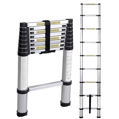 FFYUTING Telescopische ladders Multifunctionele uitschuifbare ladder telescopische ladder 8 m/7 m/6,2 m/5 m/4 m/3,8 m/3,2 m/2 m/1 m telescopische ladder, aluminium telescopische ladder voor dakterras loft RV