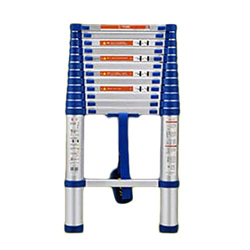 ZJXDPBF Telescopische uitschuifbare ladder, telescopische aluminium verlengladder, opvouwbare multifunctionele uitschuifbare doe-het-zelf draagbare rechte ladder voor thuis, loft, kantoortechniek, blauw