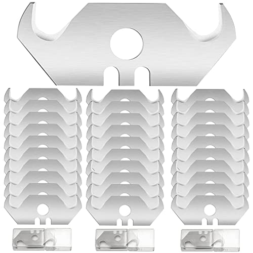 GKZB Haakmessen trapeziumvormige haakmessen haakmes 0,6 mm mesdikte met gaten voor tapijtmessen verpakking vloerbedekking kunststof (30 stuks)