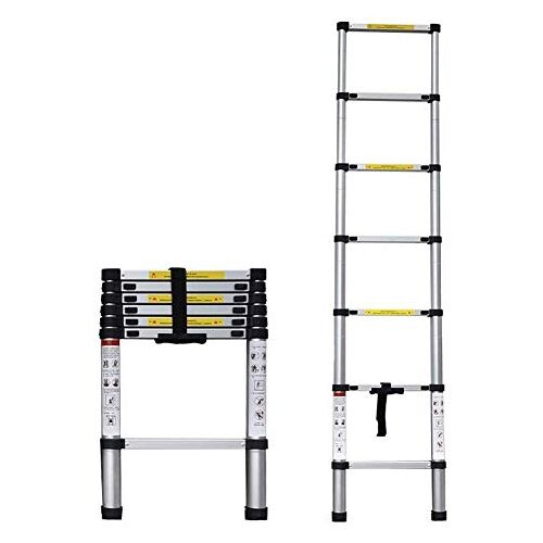 ZJXDPBF Ladders, aluminium telescopische ladder telescopische ladder aluminium uitschuifbare telescopische hoge ladder, draagbare opvouwbare multifunctionele enkele rechte klimladder, 3,2 m