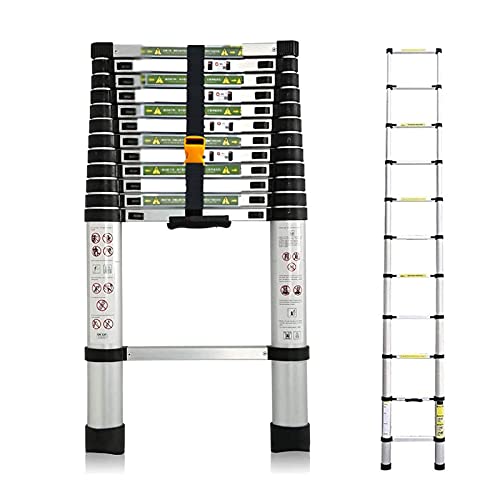 MIJOAS Telescopische ladders Multifunctionele uitschuifbare ladder Telescopische ladder Aluminium draagbare verlenging vouwladder, multifunctionele telescopische ladder Verstelbare rechte ladder, maximale