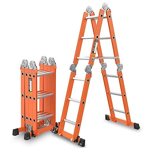 forestalk Aluminium telescopische/telescopische ladder Multifunctionele opvouwbare en uitschuifbare ladder met stabilisatorstang, telescopische ladder Uitschuifbare draagbare stevige zolderladder