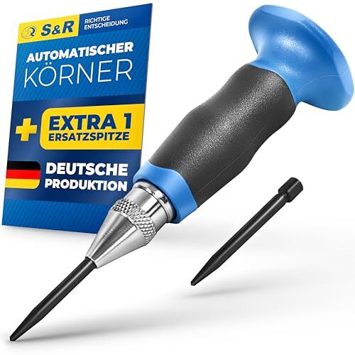 S&R Automatisch centerponsen/MADE IN GERMANY / 60-130 N met EXTRA 1 reservepunt en Ergo-handvat Automatisch centerponsen, centerponsen, pre-centreponsen