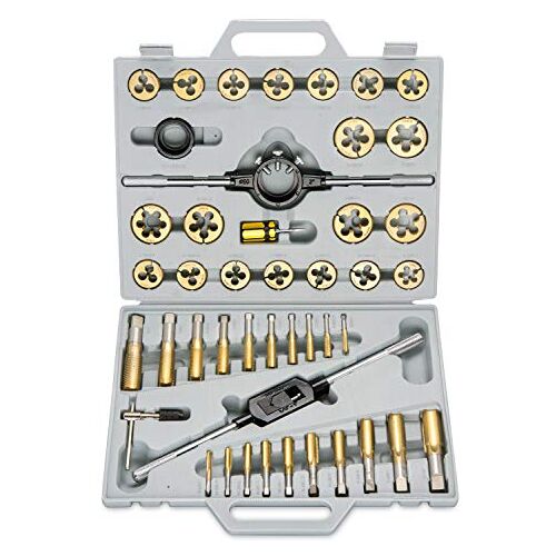 Neiko 00916A Pro-Grade Titanium SAE Tap- en matrijzenset, hoogwaardige reparatieset, 45-delige set