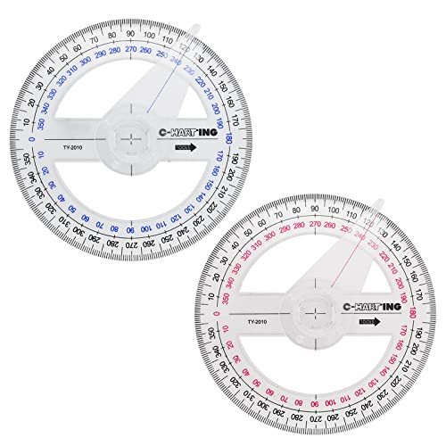 KAIAIWLUO Gradenboog 360 Graden, 6 stuks Cirkel Gradenboog Plastic Gradenboog Hoek Maatregel 360 Gradenboog Liniaal Meetgereedschap voor Hoekmeting