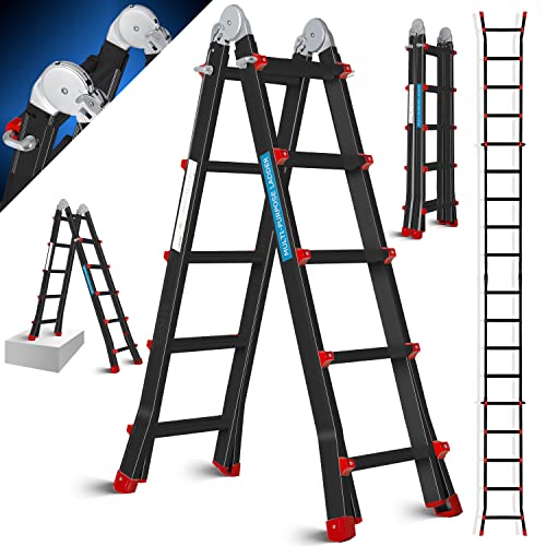 Masko ® Aluminium telescopische ladder Multifunctionele ladder Aluminium ladder Vouwladder Leunladder