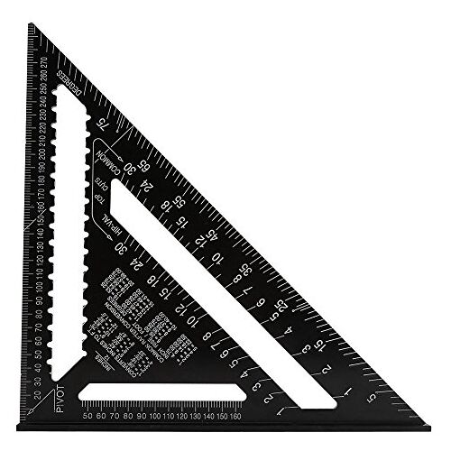 Oumefar 12 inch Aluminium Driehoek Vorm Vierkante Liniaal Precisie Ingenieur Timmerman Meetinstrument Hoge Precisie Meetinstrument voor Timmerman Ingenieur Dakdekker