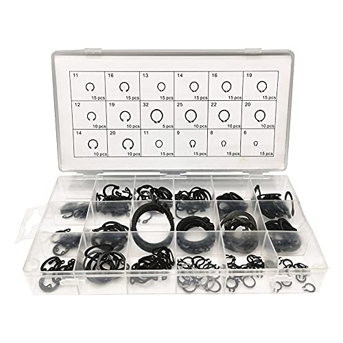 Bakemoro 225 STKS Circlip Set Behoud E-Type Circlip Snap Behoud Ring Assortiment Set Gaten As Washer