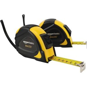 Amazon Basics Rolmaat, zelfvergrendelend meetlint (8 m), metrische schaal, MID-nauwkeurigheid, 2 stuks, zwart, geel Amazon Basics Rolmaat, zelfvergrendelend meetlint (8 m), metrische schaal, MID-nauwkeurigheid, 2 stuks, zwart, geel