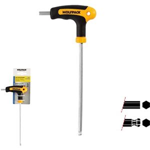 WOLFPACK LINEA PROFESIONAL 2104520 inbussleutel met kogelkop in T-vorm 5,0 mm met hanger WOLFPACK LINEA PROFESIONAL 2104520 inbussleutel met kogelkop in T-vorm 5,0 mm met hanger