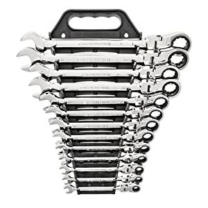GEARWRENCH 13 st. 12 Pt. Flex Head Ratcheting Combinatiesleutel Set, SAE 9702D GEARWRENCH 13 st. 12 Pt. Flex Head Ratcheting Combinatiesleutel Set, SAE 9702D
