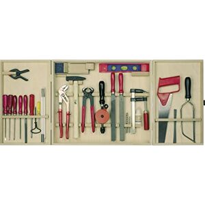 Pebaro 415 professionele gereedschapskast, 30 delen, complete set in houten kast, hoogwaardige massieve gereedschappen, knutselset incl. hamer, zagen, tangen, vijlen, gereedschapskist voor kinderen, cadeau-idee Pebaro 415 professionele gereedschapskast, 30 delen, complete set in houten kast, hoogwaardige massieve gereedschappen, knutselset incl. hamer, zagen, tangen, vijlen, gereedschapskist voor kinderen, cadeau-idee