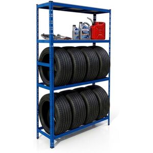 Relaxdays bandenrek voor 8 banden, HxBxD 180 x 110 x 40 cm, 600 kg, staal, steeksysteem, werkplaats, blauw Relaxdays bandenrek voor 8 banden, HxBxD 180 x 110 x 40 cm, 600 kg, staal, steeksysteem, werkplaats, blauw